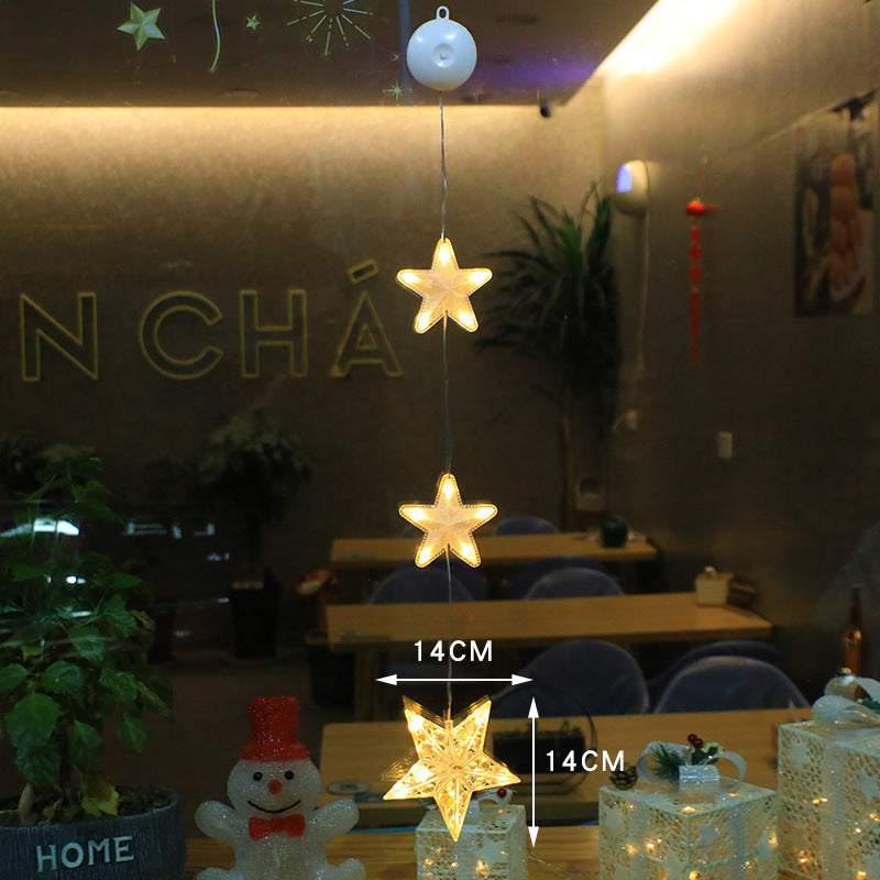 Christmas 3pcs LED Light Star Xmas Tree Hanging Sucker Lamp Window Ornaments Decoration For Home Xmas Navidad New Year Decor