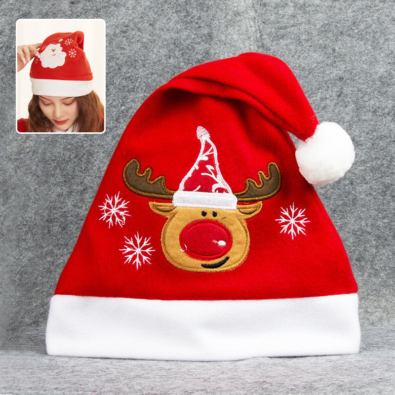 Cartoon Christmas Hat With Elk Santa Claus Embroidery Design Holiday Party Decoration Fuzzy Hat 9e7d0449 997a 46fe bae2 68f1b