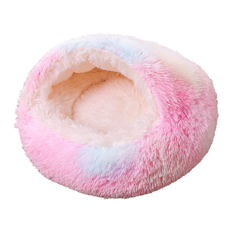 Deep Sleep Half-pack Semi-enclosed Dual-use Plush Round Pet Bed 9f5a3d91 3a30 4cfd 96d2 e9b84a7b89d6