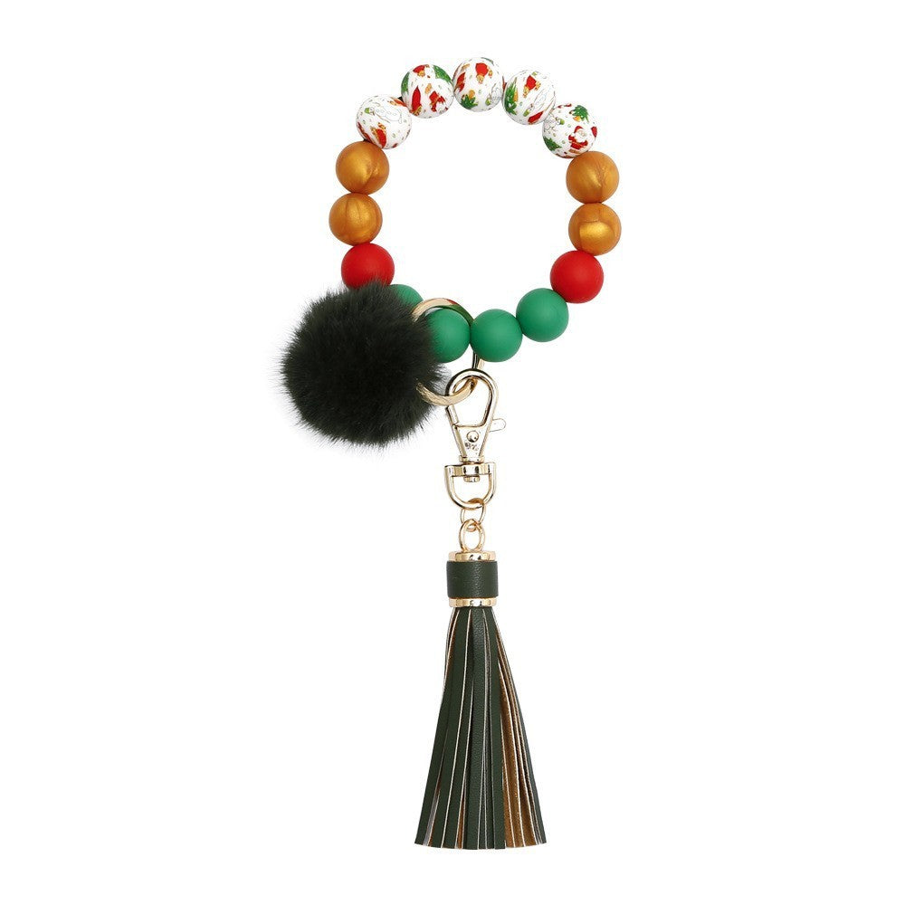 Silicone Wrist Keychain Handmade Beaded Leather Tassel Bracelet 9ff58362 c712 4f47 b046 59b6ec47bed5