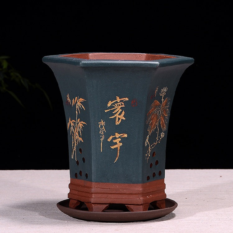 Fine Zisha Flowerpot Hand-carved Hexagonal O1CN0107x1di1ch2wSPWpSL 2215537733631 0 cib