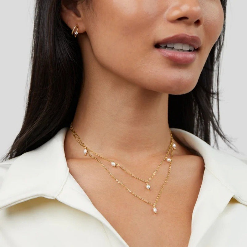 Women's 18K Gold-plated Natural Pearl Double-layer Twin Necklace O1CN01EDv0Jb22LEF2HbcgD 969377103 0 cib