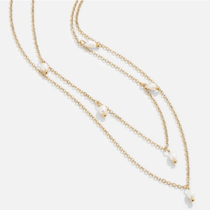 Women's 18K Gold-plated Natural Pearl Double-layer Twin Necklace O1CN01KMS2ZY22LEEx6XMTs 969377103 0 cib
