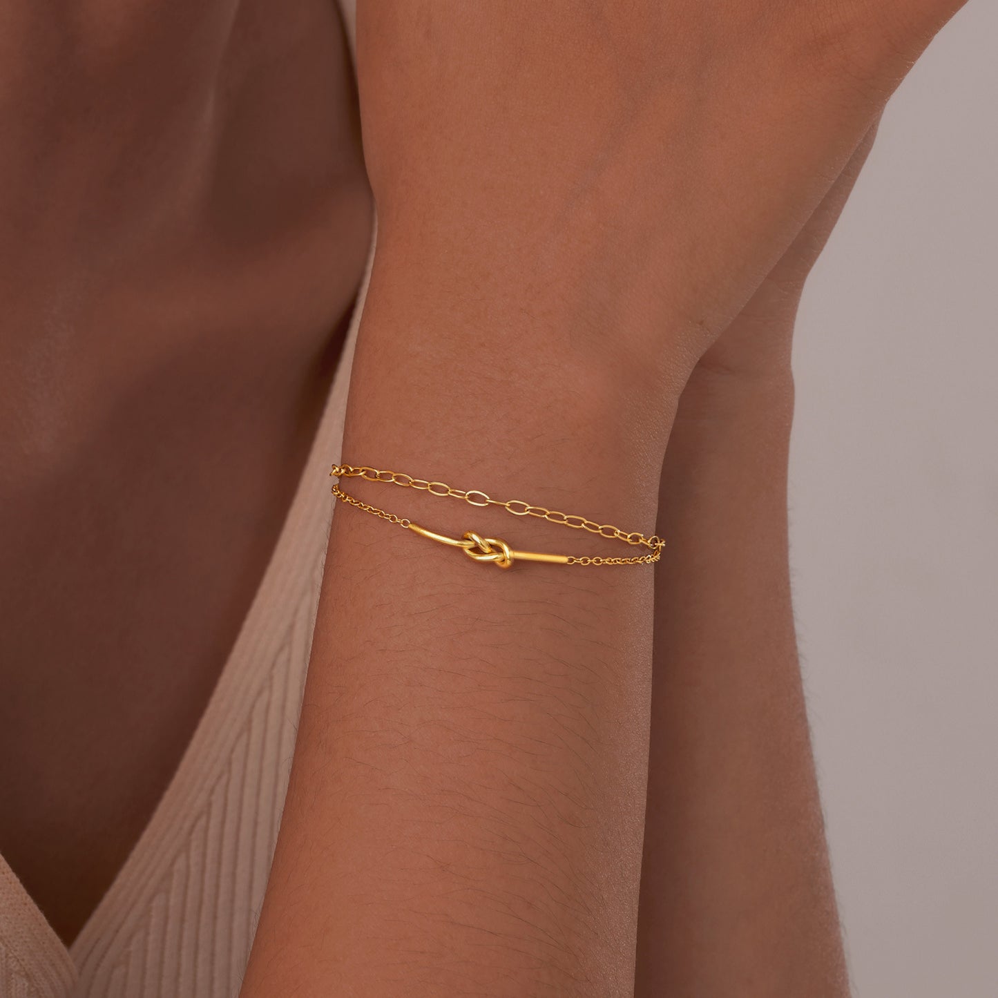 Versatile New Stainless Steel Women's Double-layer Knotted Twin Bracelet O1CN01TU6WOA1aRohLU7cUu 2214540593327 0 cib