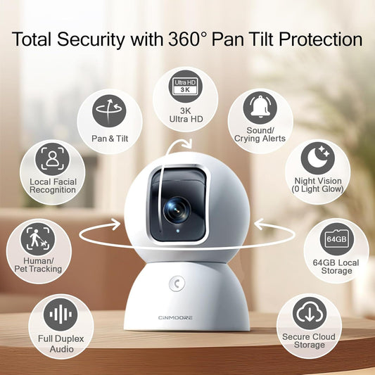 Shenmo 5 million HD dual-band WiFi camera 3K indoor home security voice intercom camera - 图片 2