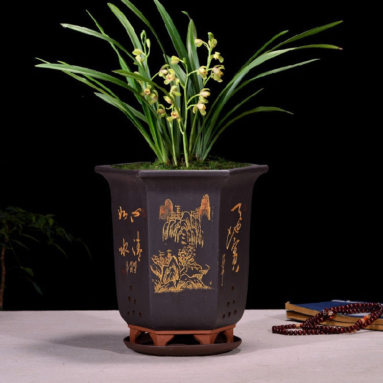 Fine Zisha Flowerpot Hand-carved Hexagonal O1CN01V965VS1egFNTbTmLv 2212464373900 0 cib
