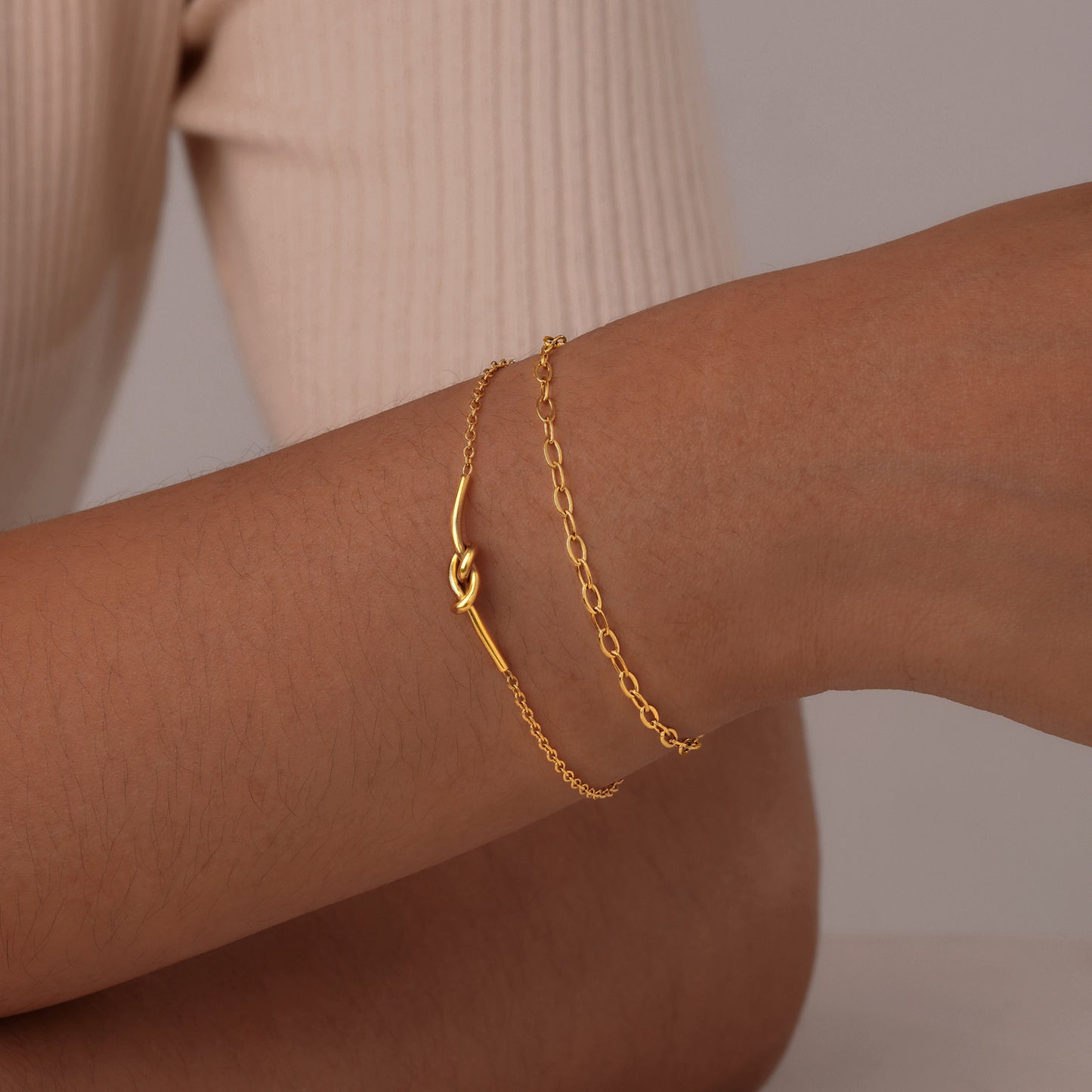 Versatile New Stainless Steel Women's Double-layer Knotted Twin Bracelet O1CN01aONMr31aRohJYJ7T7 2214540593327 0 cib