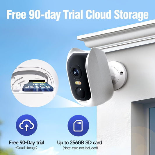 4MP Wireless Home Battery Camera Outdoor Waterproof WiFi Color Night Vision Surveillance Camera - 图片 2