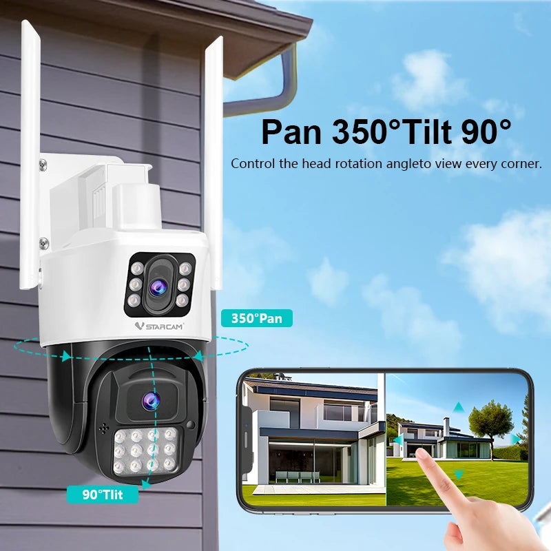 Vstarcam 4MP PTZ Wifi Camera Dual Lens Ai Human Detection Dual Screen Wireless Outdoor Surveillance Camera Home Security Cam