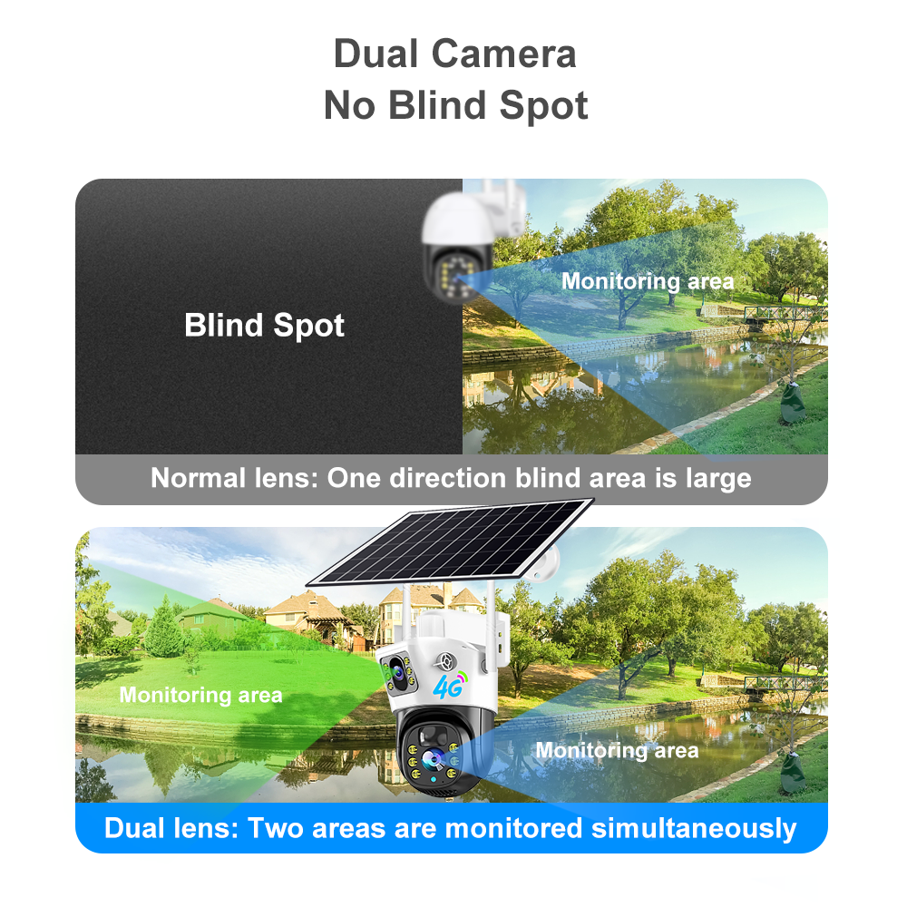 4G Solar - Powered Outdoor Camera: Dual - Lens, 360° Surveillance without Blind Spots - Wireless Security Camera with Night Vision #2