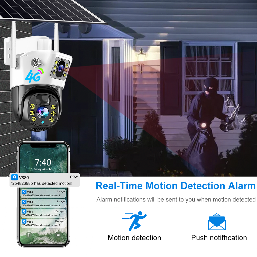 4G Solar - Powered Outdoor Camera: Dual - Lens, 360° Surveillance without Blind Spots - Wireless Security Camera with Night Vision #3