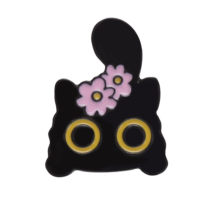 Cartoon Black Cat Flowers Series Adorkable Fashion Creative All-match Bag Clothing Ornament Badge a0d53015 bb2d 45d8 b10a 1d3