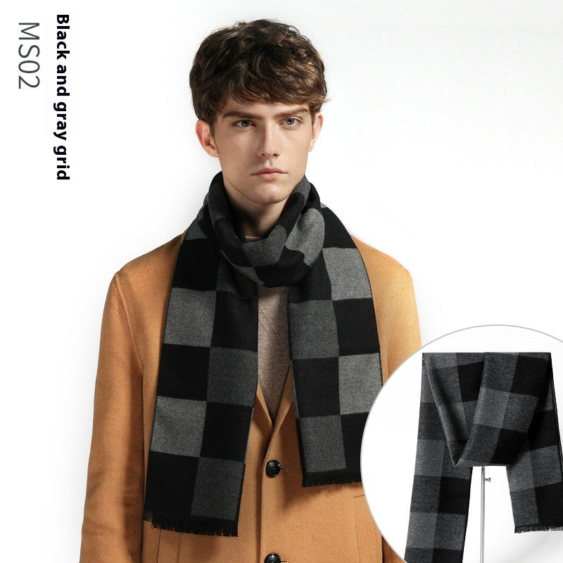 Simple Plaid Warm Keeping Artificial Cashmere Scarf a2244e38 0c57 4fa8 b0d8 5f49530abda6 trans