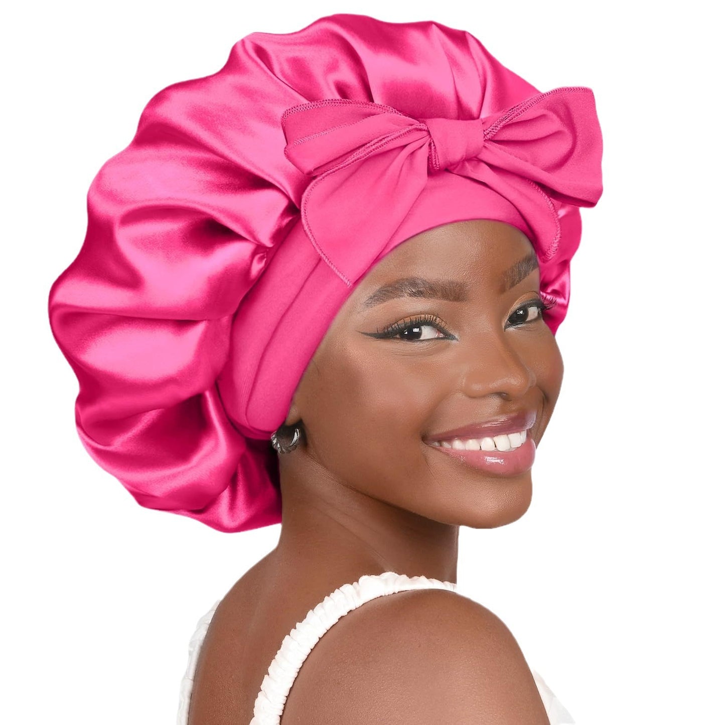 Double-layer Ribbon Round Cap Bow Hair Care Wide-brimmed Hat a27c4e40 59b0 43b4 9be9 8b11ff36956c