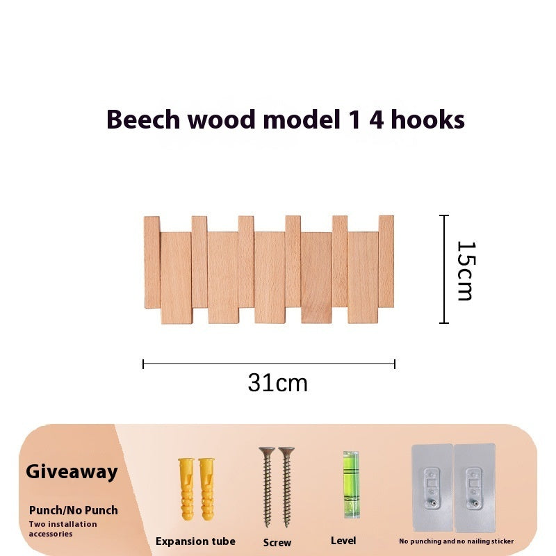 Clothes Hook Wall-mounted Entrance Hallway Hanger Punch-free Solid Wood Creative Keys Clothes a361fc0b 55b1 460a b2d1 fc82e56