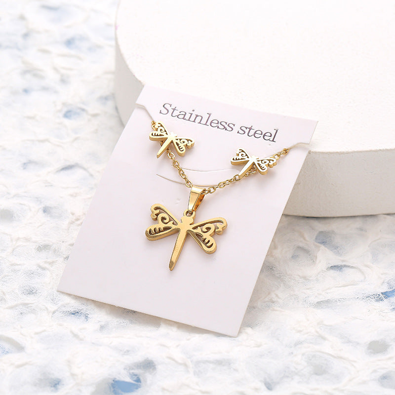 Butterfly Studs Necklace Suit Stainless Steel Geometry a430f690 fc55 44bd 8e81 72f46becbff6