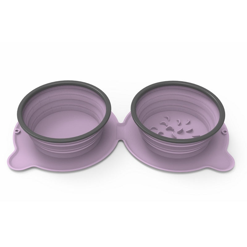 Portable Silicone Double Dog Food Bowls Foldable Non-Slip Cat Bowl Pet Travel Anti-Choking Feeding Bowl Outdoor a4757732 f044