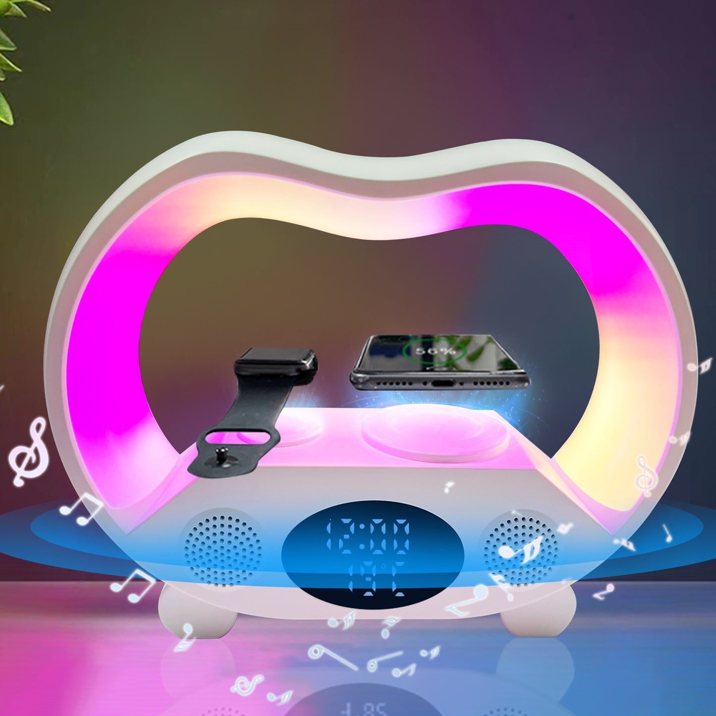 2024 New 6 In 1 Smart Remote Control Bluetooth-compatible Ambience Intelligent LED Table Lamp Multi-function Wireless Charger Night Light Bluetooth-compatible Speaker - 图片 9