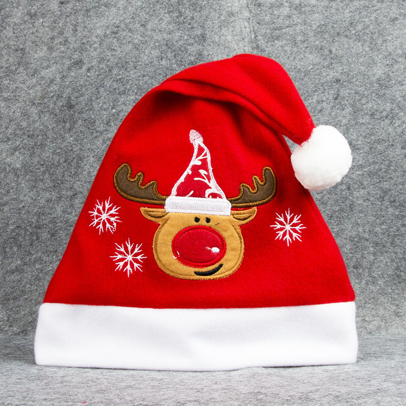 Cartoon Christmas Hat With Elk Santa Claus Embroidery Design Holiday Party Decoration Fuzzy Hat a5226441 0fa6 475d 8fc8 ab9cb