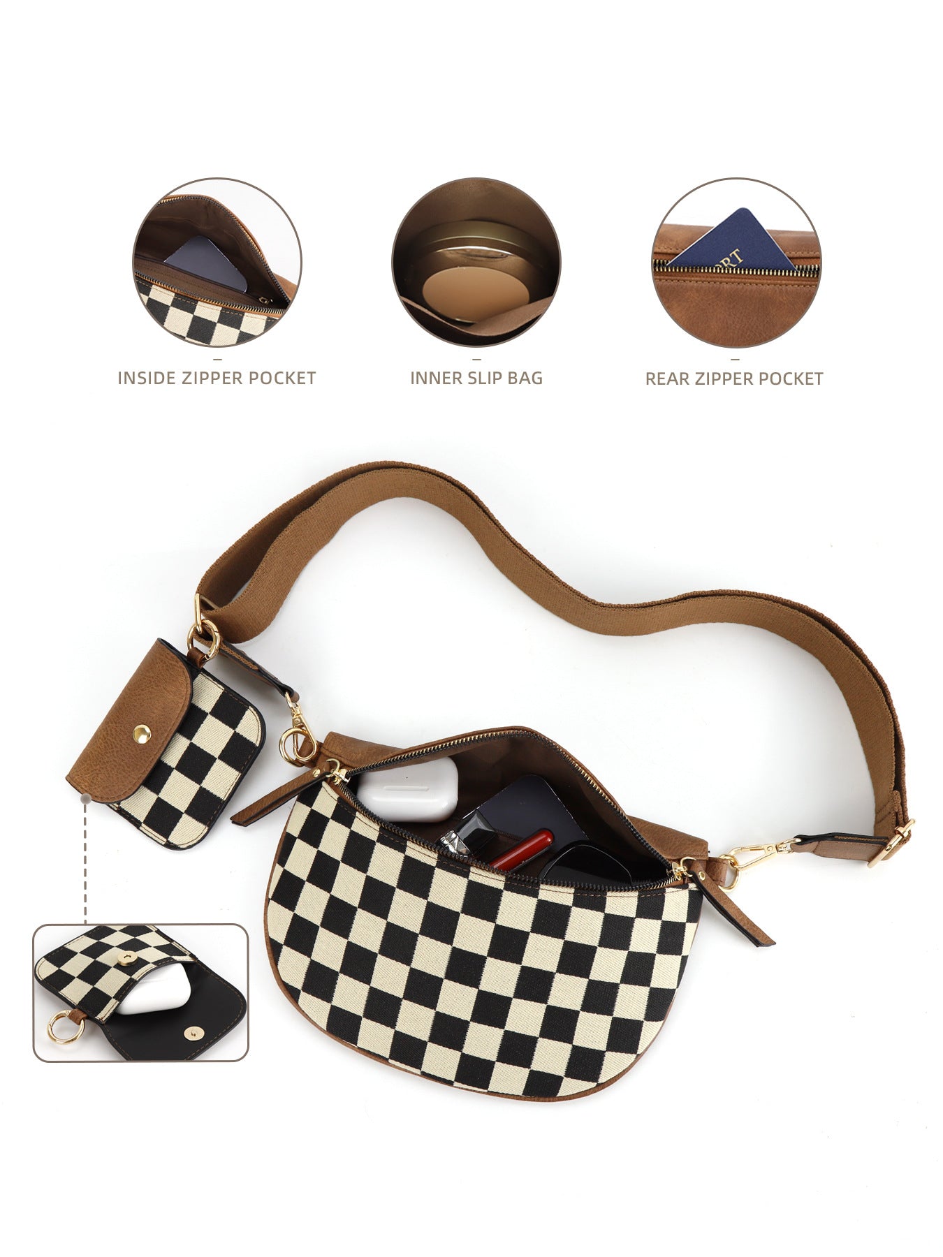 Plaid Waist Trendy All-match Messenger Bag