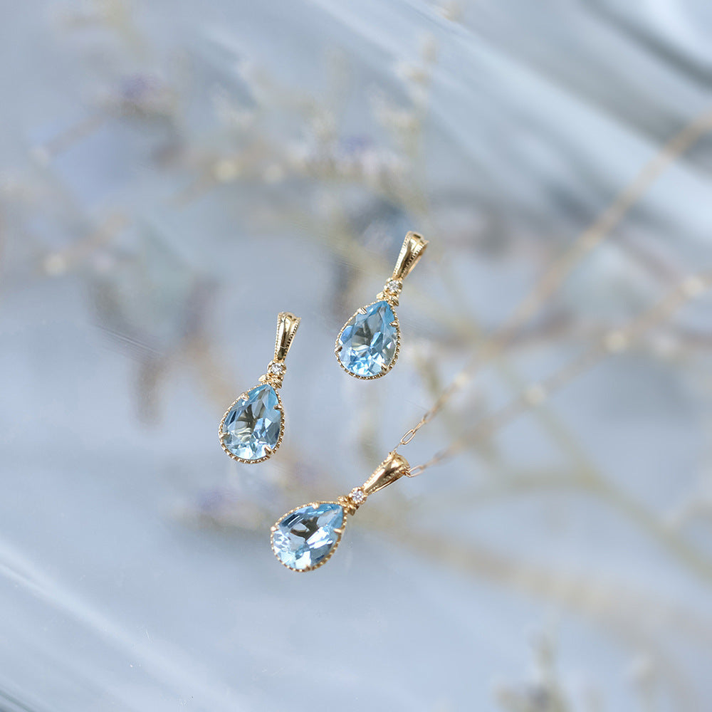 Fashion Women's Natural Aquamarine Pendant Necklace a6cd29b9 6224 4be8 974f 4b2012416c89