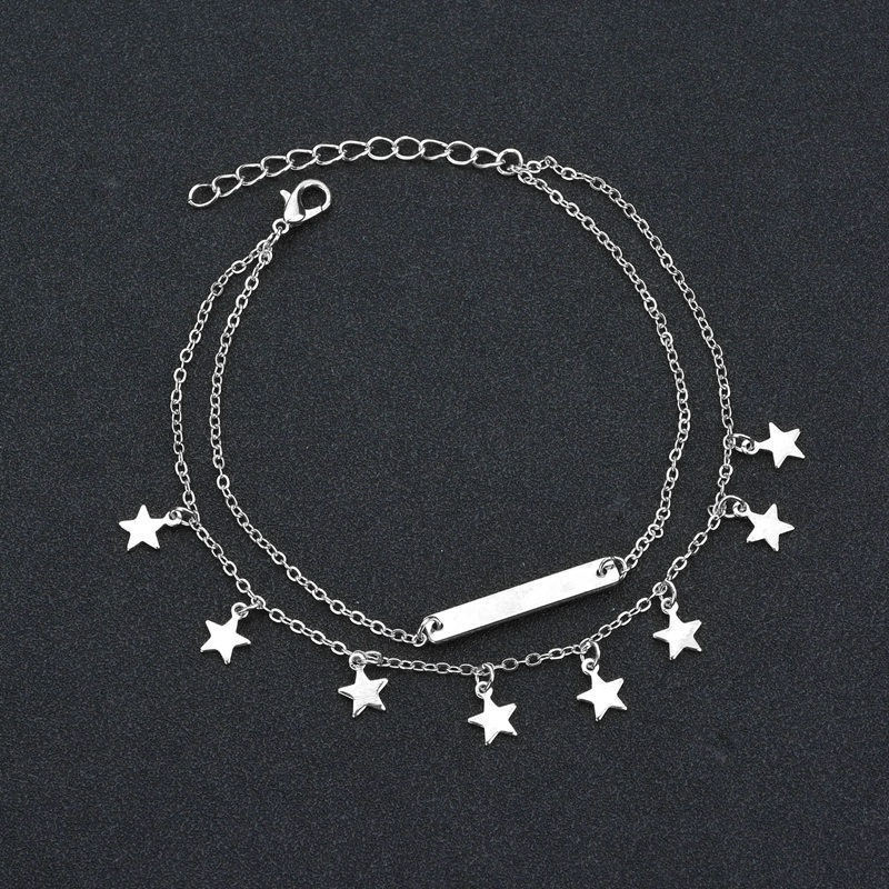 Women's Double Layer Pentagram Pendant Anklet a7046f83 4b90 4b6c 8efd 0994f4672e8a