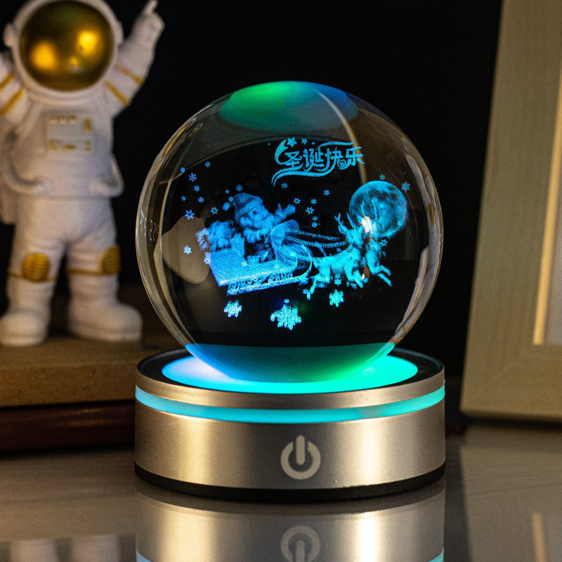 Creative 3D Inner Carving Luminous Crystal Ball Colorful Gradient Small Night Lamp Home Decorations Gifts Selection a7e4c38e
