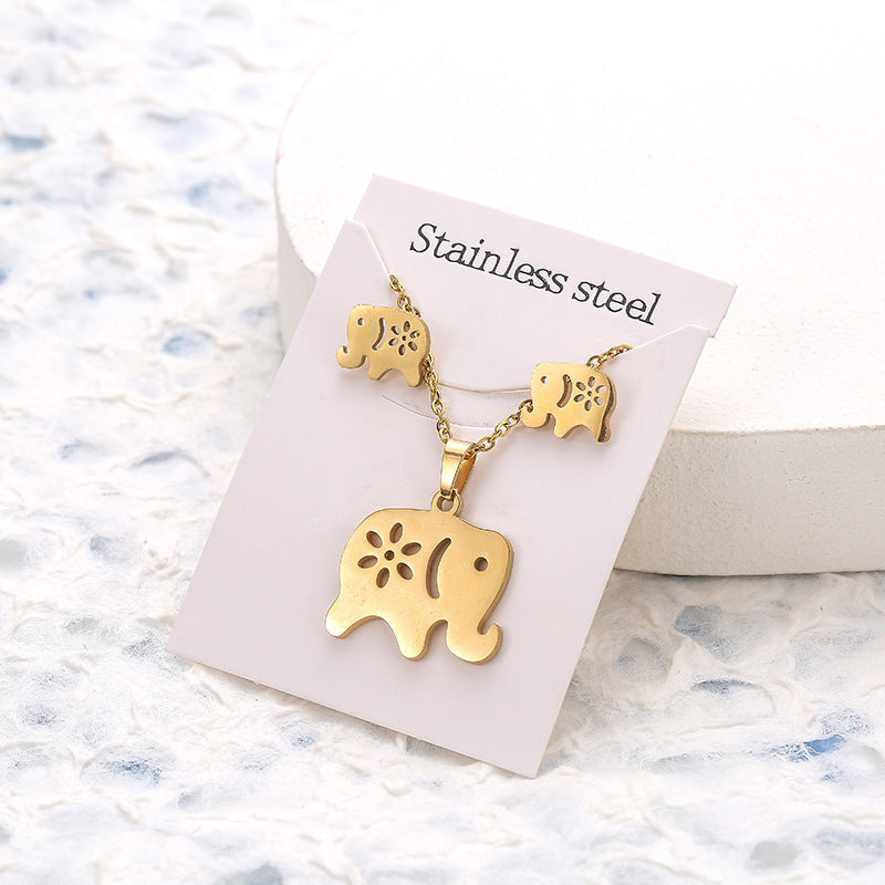 Butterfly Studs Necklace Suit Stainless Steel Geometry a7ee0b5b b691 4b66 877d 12fef211747b