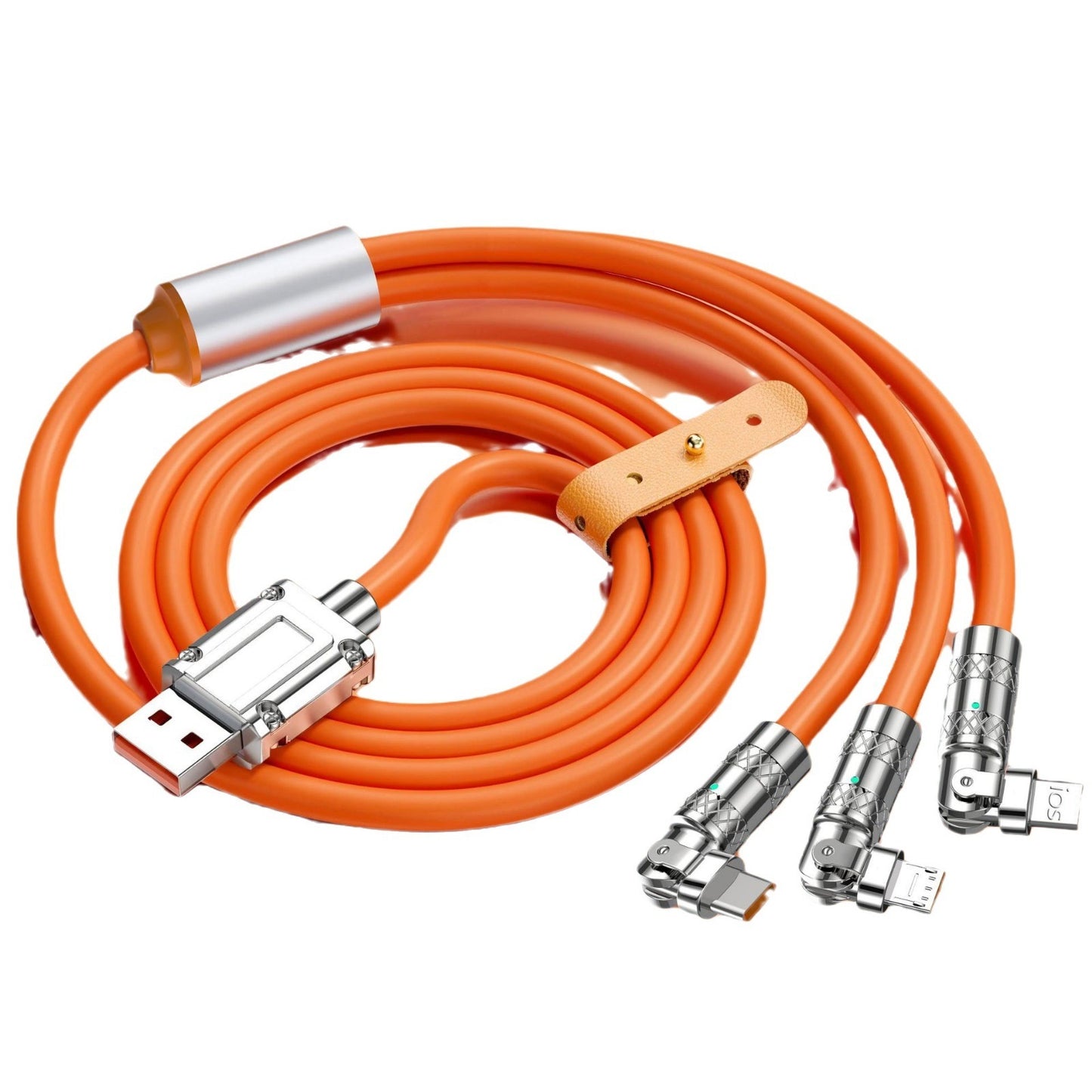 120W One-to-three Elbow Fast Charging Zinc Alloy Charging Cable 180 Degree Rotation - 图片 6