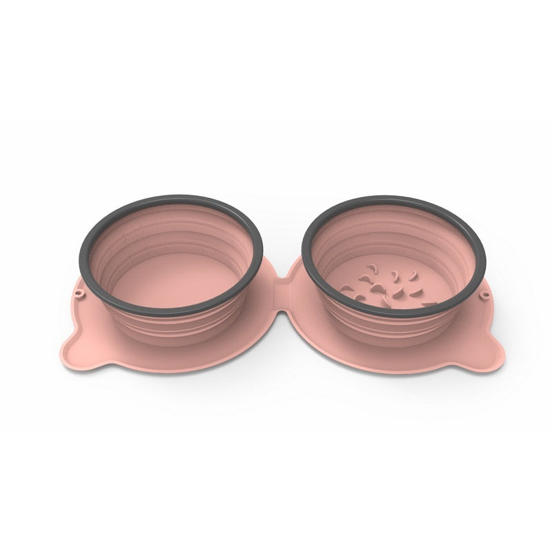 Portable Silicone Double Dog Food Bowls Foldable Non-Slip Cat Bowl Pet Travel Anti-Choking Feeding Bowl Outdoor a89aace3 9136