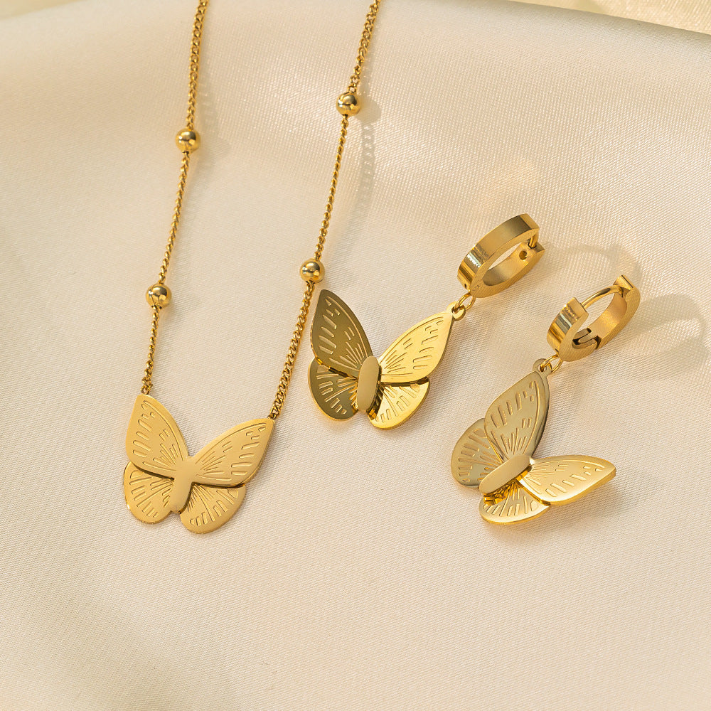 Stainless Steel Necklace Earrings Women's Jewelry Suit a9000583 d09e 4109 96d9 44611d898967