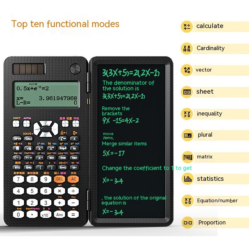 2 In 1 Foldable Scientific Calculators Handwriting Tablet Learning Function Calculator Foldable Desk Scientific Calculators - 图片 6
