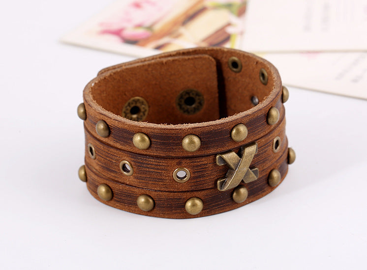 Vintage Punk Leather Bracelet Men's Rivet Leather Bracelet aae2e0be f5cc 48cc 9898 f392ae515109
