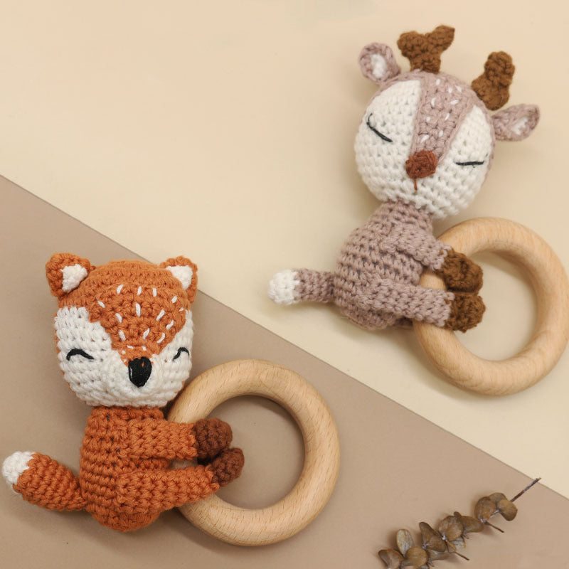 Handmade Crochet Fox Elk Rattle Toy Baby Molar Teether aaeec0e1 d32a 43e2 ac75 9844b71ce542