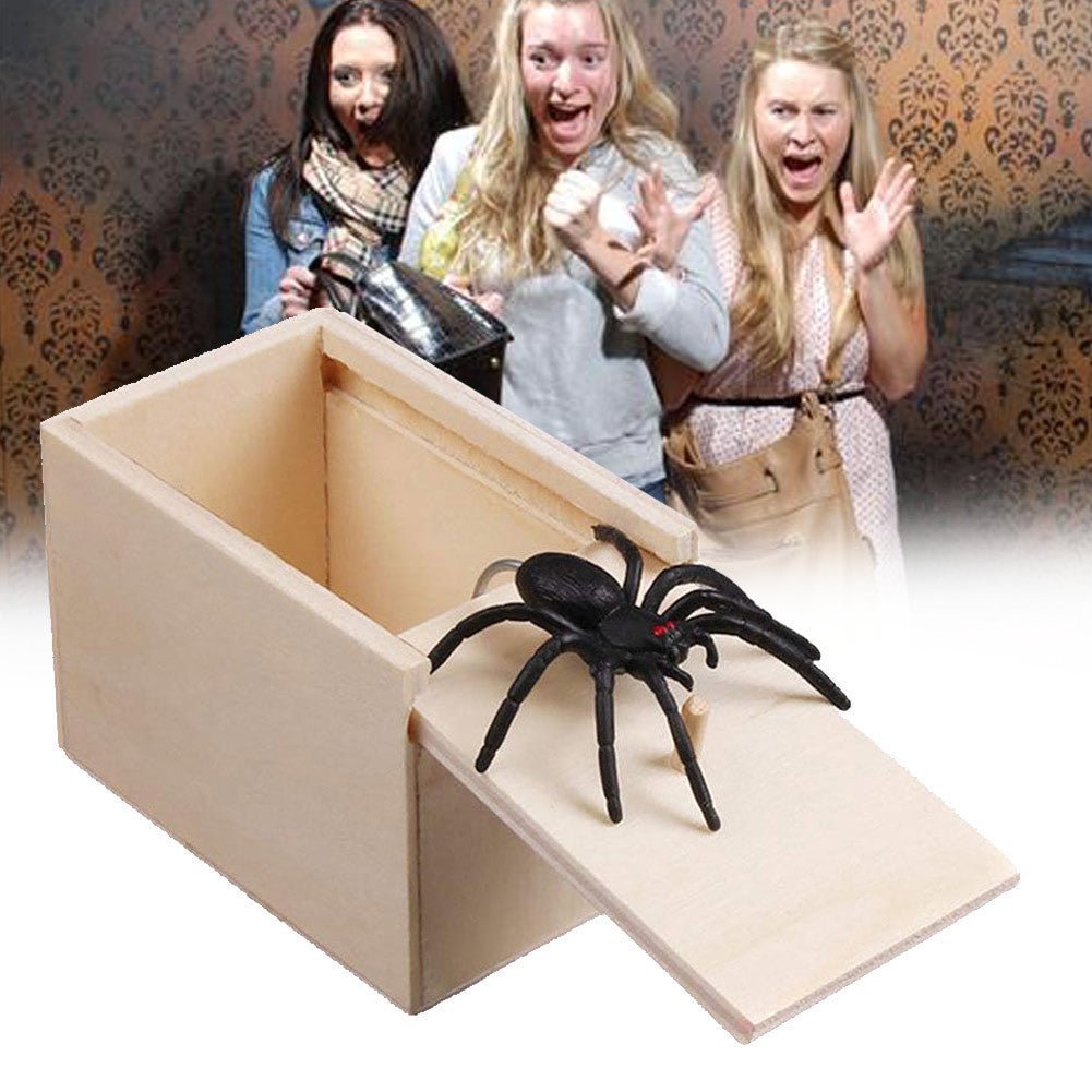 Prank Spider Wooden Scare Box Trick Play Joke Lifelike Surprise April Fools' Day Funny Novelty Toys Gags Practical Gifts ab6c