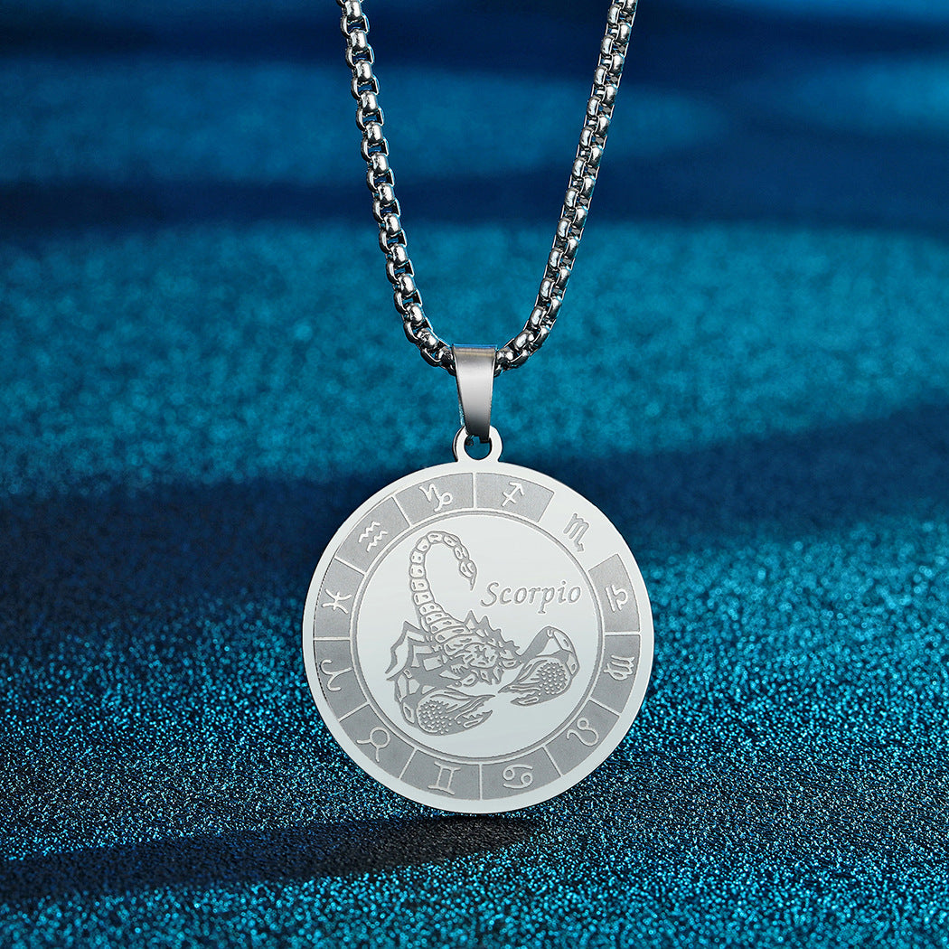 Stainless Steel Constellation Pendant Necklace Gold Medal Necklace abfd8aef eb45 40c3 937b fb0fbfb6207c