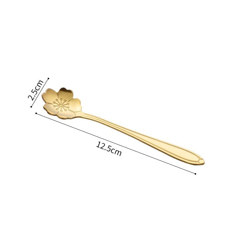 Stainless Steel Korean Spoon Long Handle Cherry Blossom Stirring ad5251ce eae1 4902 a8c1 717b52a61c34