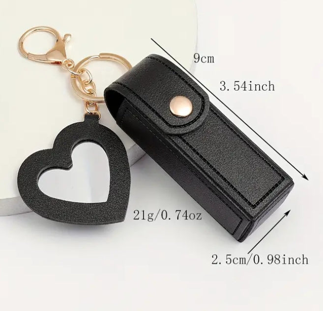 Glass Mirror Keychain Pendant Cross-border Pu Love Lipstick Pack