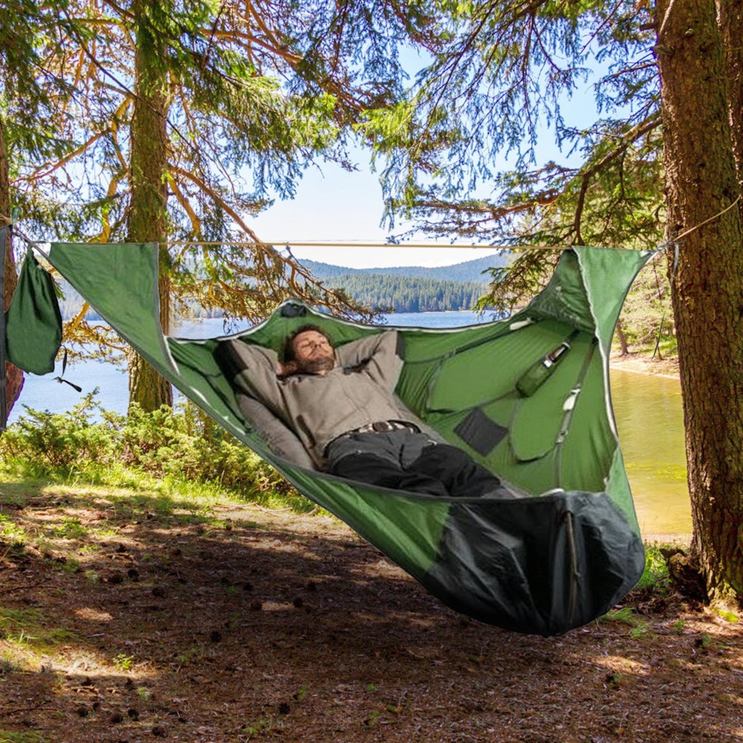 Flat Sleep Hammock Tent With Bug Net And Suspension Kit Outdoor Camp Super Long Camping Portable Hammock ae0ab933 3f0b 425b 8