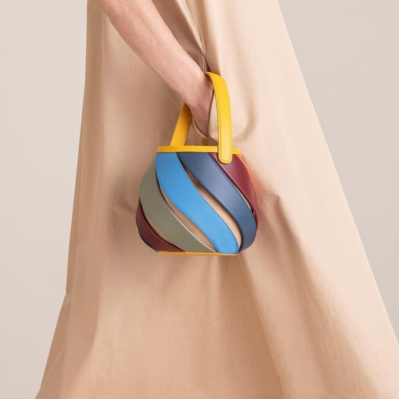 Cylindrical Contrast Color Portable Messenger Diamond Quilted Stitching Bucket Bag ae3ddecf 322a 4cdb 85e2 fe5e41dd6222