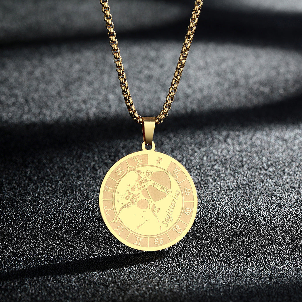 Stainless Steel Constellation Pendant Necklace Gold Medal Necklace af70102b 0c34 41c9 a138 1263ec93b00a