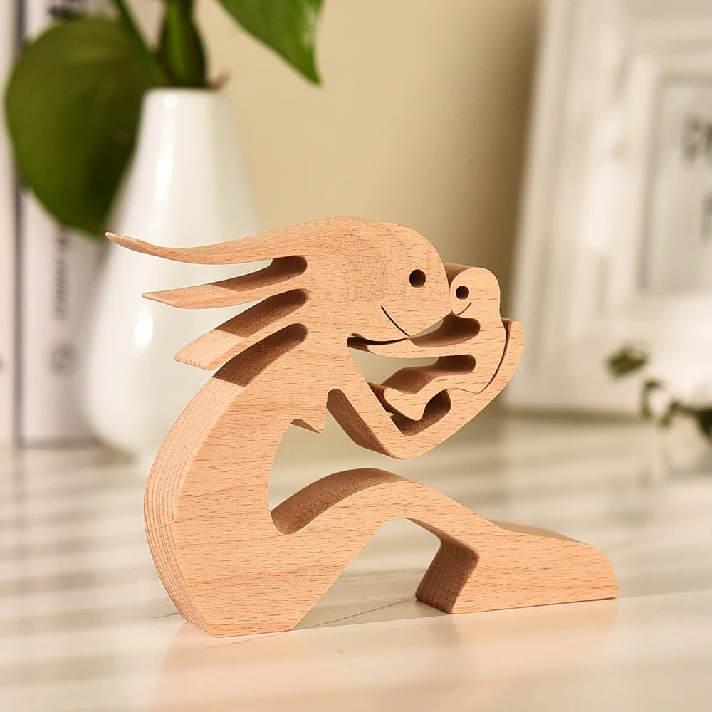 DIY Figurine Wood Dog Ornament Sculpture Home Decoration A Man A Dog Wood Sculpture Christmas Gifts Model Decor af9b66e0 c4bb