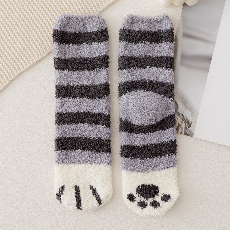 Coral Fleece Socks Women's Mid-calf Length Winter Thickened Fleece Warm Cat's Paw Socks afc5a022 d163 4eb3 8b77 b7b879b13476