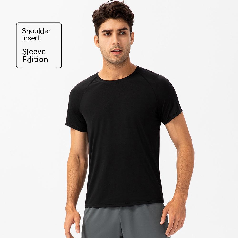 Men's Loose Running Quick Drying Clothes Round Neck T-shirt Sweat-absorbent Breathable Fitness Sports Casual Short Sleeve Clo