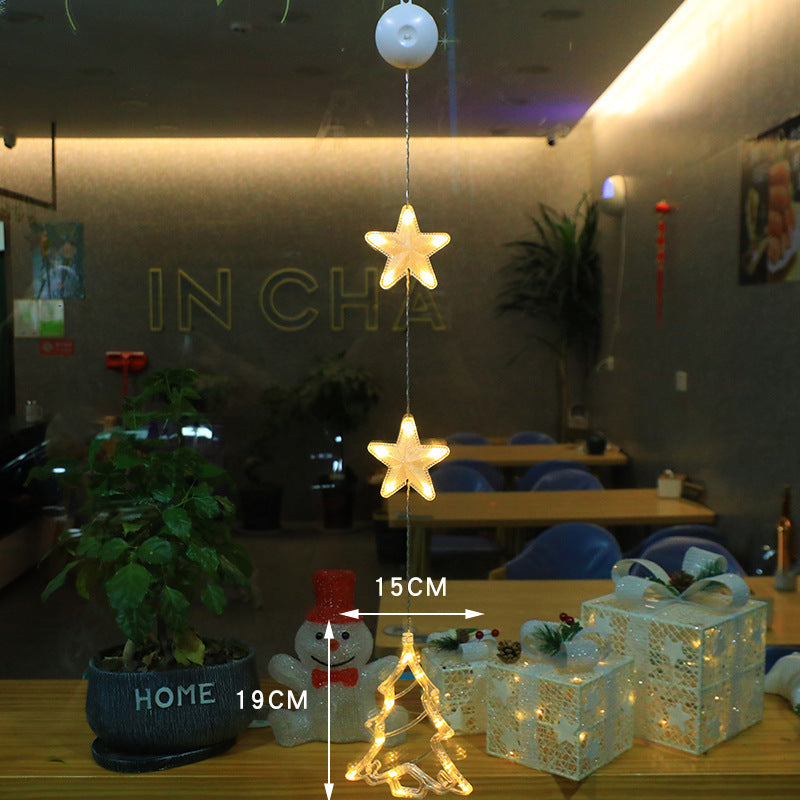 Christmas 3pcs LED Light Star Xmas Tree Hanging Sucker Lamp Window Ornaments Decoration For Home Xmas Navidad New Year Decor