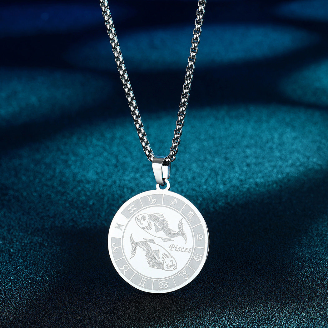 Stainless Steel Constellation Pendant Necklace Gold Medal Necklace b1ddf4dd cc71 447c b6f0 c9b325e23c5e