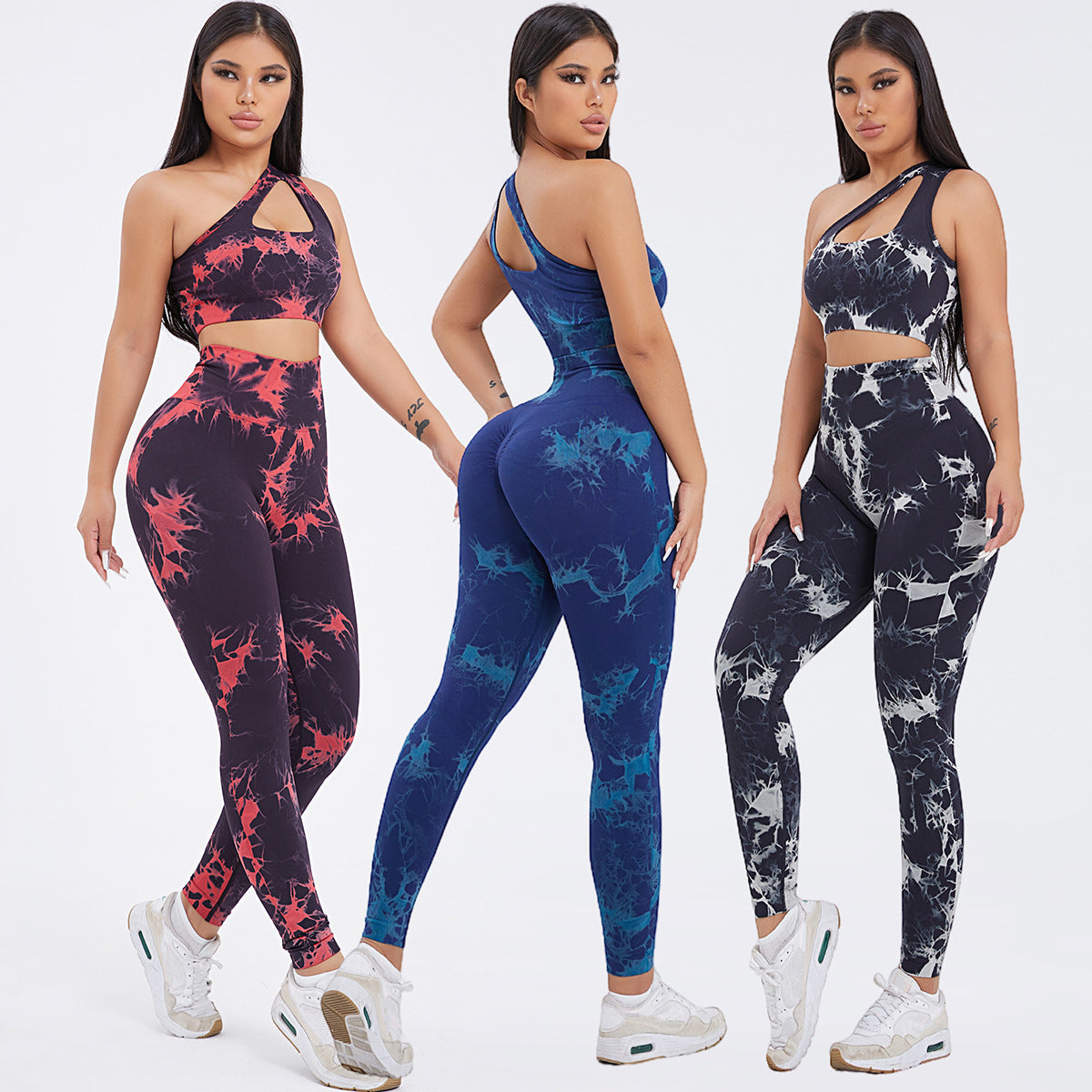 Women's One-shoulder Seamless Tie-dye Yoga Clothes Fitness Suit b2b00b6b d45f 4833 8d69 668d094dda05