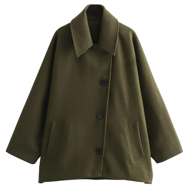 Winter Wool Blend Short Batwing Sleeve Woolen Overcoat Coat b39e11bd bb0e 489a 9a43 ad51db89ed3b