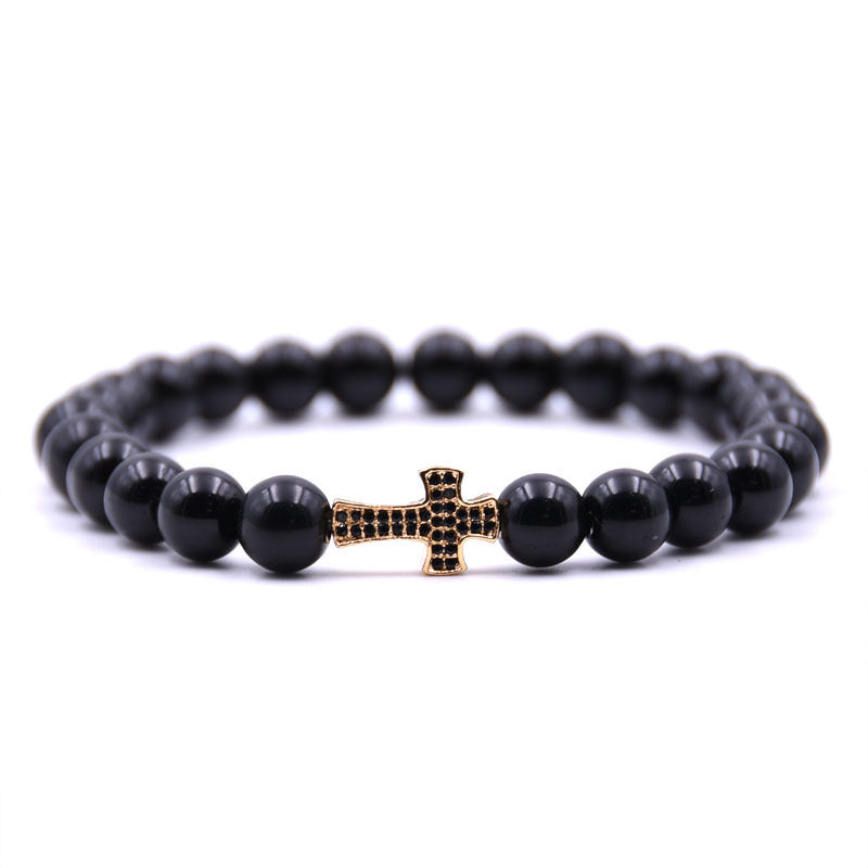 8mm Bright Black Beads Micro Inlaid Zircon Natural Stone Diy Bracelet - HD Wireless Product #9