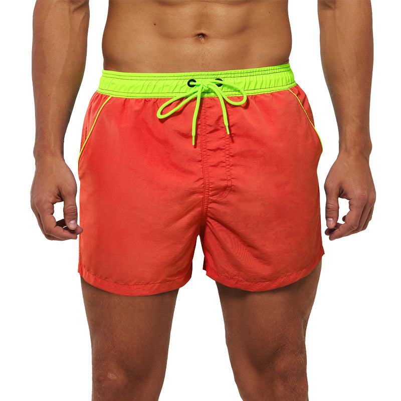 Men's Beach Pants European And American Boardshort Back Pocket Zipper Solid Color 3-point Pants Quick-drying Waterproof Linin